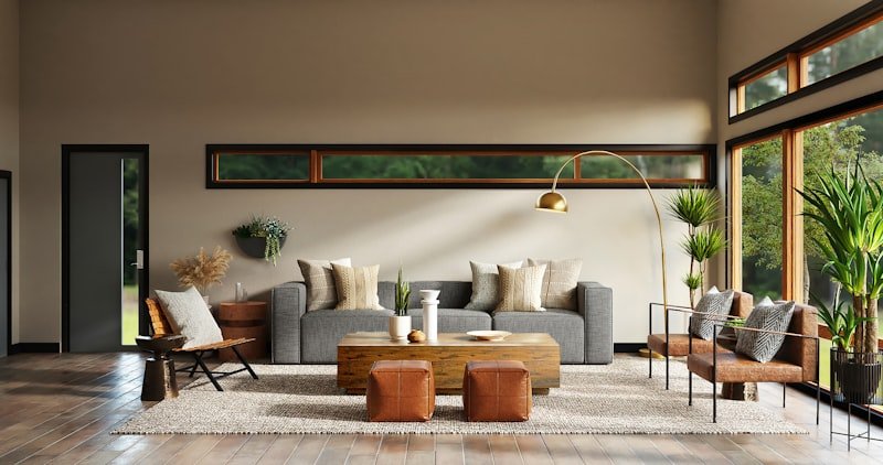 Bright and elegant remodeled living room interior